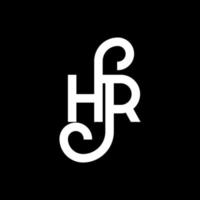 design de logotipo de carta hr em fundo preto. conceito de logotipo de letra de iniciais criativas hr. design de letra hr. hr design de letra branca sobre fundo preto. hora, logotipo da hora vetor