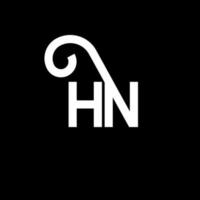 design de logotipo de carta hn em fundo preto. hn conceito de logotipo de letra de iniciais criativas. design de letra hn. hn design de letra branca sobre fundo preto. hn, hn logo vetor