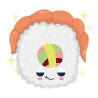 sushi salmão kawaii vetor