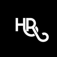 design de logotipo de carta hr em fundo preto. conceito de logotipo de letra de iniciais criativas hr. design de letra hr. hr design de letra branca sobre fundo preto. hora, logotipo da hora vetor