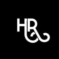 design de logotipo de carta hr em fundo preto. conceito de logotipo de letra de iniciais criativas hr. design de letra hr. hr design de letra branca sobre fundo preto. hora, logotipo da hora vetor