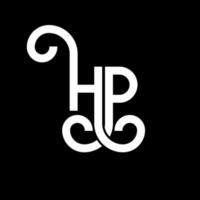 design de logotipo de letra hp em fundo preto. conceito de logotipo de letra de iniciais criativas hp. design de letra hp. design de letra branca hp sobre fundo preto. HP, logotipo HP vetor