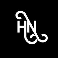 design de logotipo de carta hn em fundo preto. hn conceito de logotipo de letra de iniciais criativas. design de letra hn. hn design de letra branca sobre fundo preto. hn, hn logo vetor