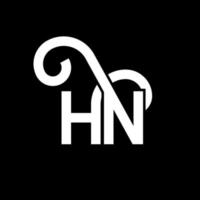 design de logotipo de carta hn em fundo preto. hn conceito de logotipo de letra de iniciais criativas. design de letra hn. hn design de letra branca sobre fundo preto. hn, hn logo vetor
