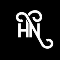 design de logotipo de carta hn em fundo preto. hn conceito de logotipo de letra de iniciais criativas. design de letra hn. hn design de letra branca sobre fundo preto. hn, hn logo vetor