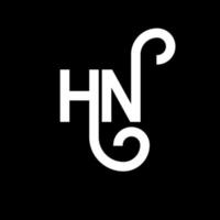 design de logotipo de carta hn em fundo preto. hn conceito de logotipo de letra de iniciais criativas. design de letra hn. hn design de letra branca sobre fundo preto. hn, hn logo vetor