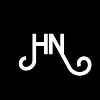 design de logotipo de carta hn em fundo preto. hn conceito de logotipo de letra de iniciais criativas. design de letra hn. hn design de letra branca sobre fundo preto. hn, hn logo vetor