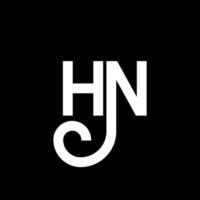 design de logotipo de carta hn em fundo preto. hn conceito de logotipo de letra de iniciais criativas. design de letra hn. hn design de letra branca sobre fundo preto. hn, hn logo vetor