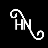 design de logotipo de carta hn em fundo preto. hn conceito de logotipo de letra de iniciais criativas. design de letra hn. hn design de letra branca sobre fundo preto. hn, hn logo vetor