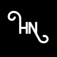 design de logotipo de carta hn em fundo preto. hn conceito de logotipo de letra de iniciais criativas. design de letra hn. hn design de letra branca sobre fundo preto. hn, hn logo vetor