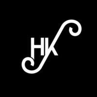 design de logotipo de letra hk em fundo preto. hk conceito de logotipo de letra de iniciais criativas. hh design de letras. hk design de letra branca sobre fundo preto. hk, logotipo hk vetor