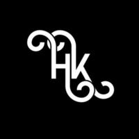 design de logotipo de letra hk em fundo preto. hk conceito de logotipo de letra de iniciais criativas. hh design de letras. hk design de letra branca sobre fundo preto. hk, logotipo hk vetor