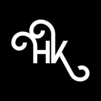 design de logotipo de letra hk em fundo preto. hk conceito de logotipo de letra de iniciais criativas. hh design de letras. hk design de letra branca sobre fundo preto. hk, logotipo hk vetor