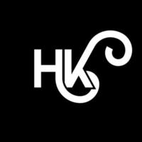 design de logotipo de letra hk em fundo preto. hk conceito de logotipo de letra de iniciais criativas. hh design de letras. hk design de letra branca sobre fundo preto. hk, logotipo hk vetor