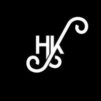 design de logotipo de letra hk em fundo preto. hk conceito de logotipo de letra de iniciais criativas. hh design de letras. hk design de letra branca sobre fundo preto. hk, logotipo hk vetor