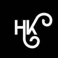 design de logotipo de letra hk em fundo preto. hk conceito de logotipo de letra de iniciais criativas. hh design de letras. hk design de letra branca sobre fundo preto. hk, logotipo hk vetor