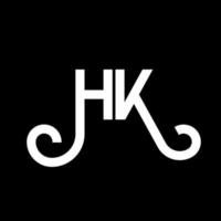 design de logotipo de letra hk em fundo preto. hk conceito de logotipo de letra de iniciais criativas. hh design de letras. hk design de letra branca sobre fundo preto. hk, logotipo hk vetor