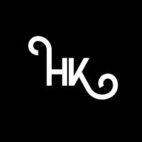 design de logotipo de letra hk em fundo preto. hk conceito de logotipo de letra de iniciais criativas. hh design de letras. hk design de letra branca sobre fundo preto. hk, logotipo hk vetor