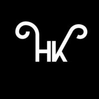 design de logotipo de letra hk em fundo preto. hk conceito de logotipo de letra de iniciais criativas. hh design de letras. hk design de letra branca sobre fundo preto. hk, logotipo hk vetor