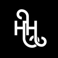 design de logotipo de letra hh em fundo preto. hh conceito de logotipo de letra de iniciais criativas. hh design de letras. hh design de letra branca sobre fundo preto. hh, hh logotipo vetor