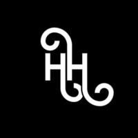 design de logotipo de letra hh em fundo preto. hh conceito de logotipo de letra de iniciais criativas. hh design de letras. hh design de letra branca sobre fundo preto. hh, hh logotipo vetor