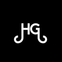 design de logotipo de carta hg em fundo preto. hg conceito de logotipo de letra de iniciais criativas. design de letra hg. hg design de letra branca sobre fundo preto. hg, logo hg vetor