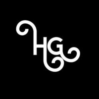 design de logotipo de carta hg em fundo preto. hg conceito de logotipo de letra de iniciais criativas. design de letra hg. hg design de letra branca sobre fundo preto. hg, logo hg vetor