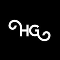 design de logotipo de carta hg em fundo preto. hg conceito de logotipo de letra de iniciais criativas. design de letra hg. hg design de letra branca sobre fundo preto. hg, logo hg vetor