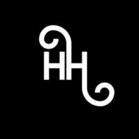 design de logotipo de letra hh em fundo preto. hh conceito de logotipo de letra de iniciais criativas. hh design de letras. hh design de letra branca sobre fundo preto. hh, hh logotipo vetor