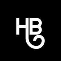design de logotipo de carta hb em fundo preto. conceito de logotipo de letra de iniciais criativas hb. design de letra hb. hb design de letra branca sobre fundo preto. hb, logo hb vetor