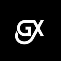 gx carta logotipo design em fundo preto. gx conceito de logotipo de carta de iniciais criativas. gx design de letras. gx desenho de letra branca sobre fundo preto. gx, logotipo gx vetor