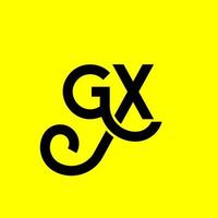 gx carta logotipo design em fundo preto. gx conceito de logotipo de carta de iniciais criativas. gx design de letras. gx desenho de letra branca sobre fundo preto. gx, logotipo gx vetor