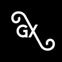 gx carta logotipo design em fundo preto. gx conceito de logotipo de carta de iniciais criativas. gx design de letras. gx desenho de letra branca sobre fundo preto. gx, logotipo gx vetor
