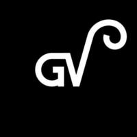 design de logotipo de carta gv em fundo preto. conceito de logotipo de carta de iniciais criativas gv. design de letra gv. gv desenho de letra branca sobre fundo preto. gv, logotipo gv vetor