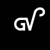 design de logotipo de carta gv em fundo preto. conceito de logotipo de carta de iniciais criativas gv. design de letra gv. gv desenho de letra branca sobre fundo preto. gv, logotipo gv vetor