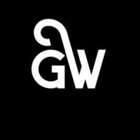 gw carta logotipo design em fundo preto. gw conceito de logotipo de letra de iniciais criativas. gw design de letras. gw desenho de letra branca sobre fundo preto. gw, logotipo gw vetor