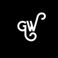 gw carta logotipo design em fundo preto. gw conceito de logotipo de letra de iniciais criativas. gw design de letras. gw desenho de letra branca sobre fundo preto. gw, logotipo gw vetor