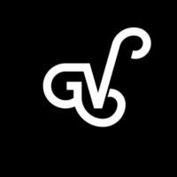 design de logotipo de carta gv em fundo preto. conceito de logotipo de carta de iniciais criativas gv. design de letra gv. gv desenho de letra branca sobre fundo preto. gv, logotipo gv vetor