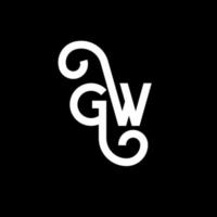 gw carta logotipo design em fundo preto. gw conceito de logotipo de letra de iniciais criativas. gw design de letras. gw desenho de letra branca sobre fundo preto. gw, logotipo gw vetor