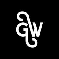 gw carta logotipo design em fundo preto. gw conceito de logotipo de letra de iniciais criativas. gw design de letras. gw desenho de letra branca sobre fundo preto. gw, logotipo gw vetor