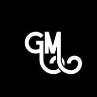 design de logotipo de carta gm em fundo preto. conceito de logotipo de letra de iniciais criativas gm. design de letra gm. gm design de letra branca sobre fundo preto. gm, logotipo gm vetor
