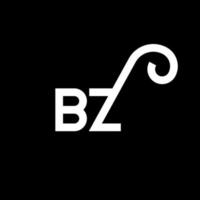 design de logotipo de letra bz em fundo preto. bz conceito de logotipo de letra de iniciais criativas. design de letra bz. bz design de letra branca sobre fundo preto. bz, logo bz vetor