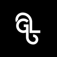 design de logotipo de carta gl em fundo preto. gl conceito de logotipo de letra de iniciais criativas. design de letra gl. gl desenho de letra branca sobre fundo preto. gl, logo gl vetor