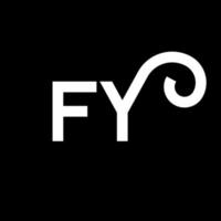 design de logotipo de carta fy em fundo preto. fy conceito de logotipo de letra de iniciais criativas. design de letras. fy design de letra branca sobre fundo preto. Fy, Fy Logo vetor