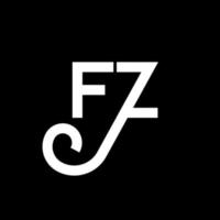 design de logotipo de letra fz em fundo preto. conceito de logotipo de letra de iniciais criativas fz. design de letra fz. fz design de letra branca sobre fundo preto. fz, logo fz vetor