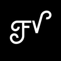 design de logotipo de carta fv em fundo preto. conceito de logotipo de letra de iniciais criativas fv. design de letra fv. fv design de letra branca sobre fundo preto. fv, logotipo fv vetor