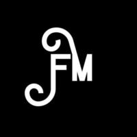 design de logotipo de carta fm em fundo preto. conceito de logotipo de letra de iniciais criativas fm. design de letras fm. fm design de letra branca sobre fundo preto. fm, logo fm vetor