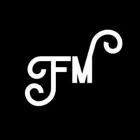 design de logotipo de carta fm em fundo preto. conceito de logotipo de letra de iniciais criativas fm. design de letras fm. fm design de letra branca sobre fundo preto. fm, logo fm vetor