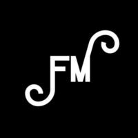 design de logotipo de carta fm em fundo preto. conceito de logotipo de letra de iniciais criativas fm. design de letras fm. fm design de letra branca sobre fundo preto. fm, logo fm vetor