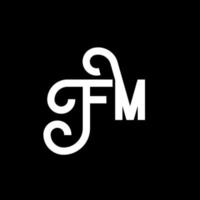 design de logotipo de carta fm em fundo preto. conceito de logotipo de letra de iniciais criativas fm. design de letras fm. fm design de letra branca sobre fundo preto. fm, logo fm vetor